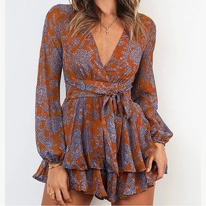 Relipop Floral Pleated Romper Size L
